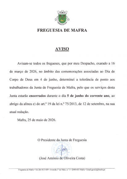 Aviso - 25 de maio 2026